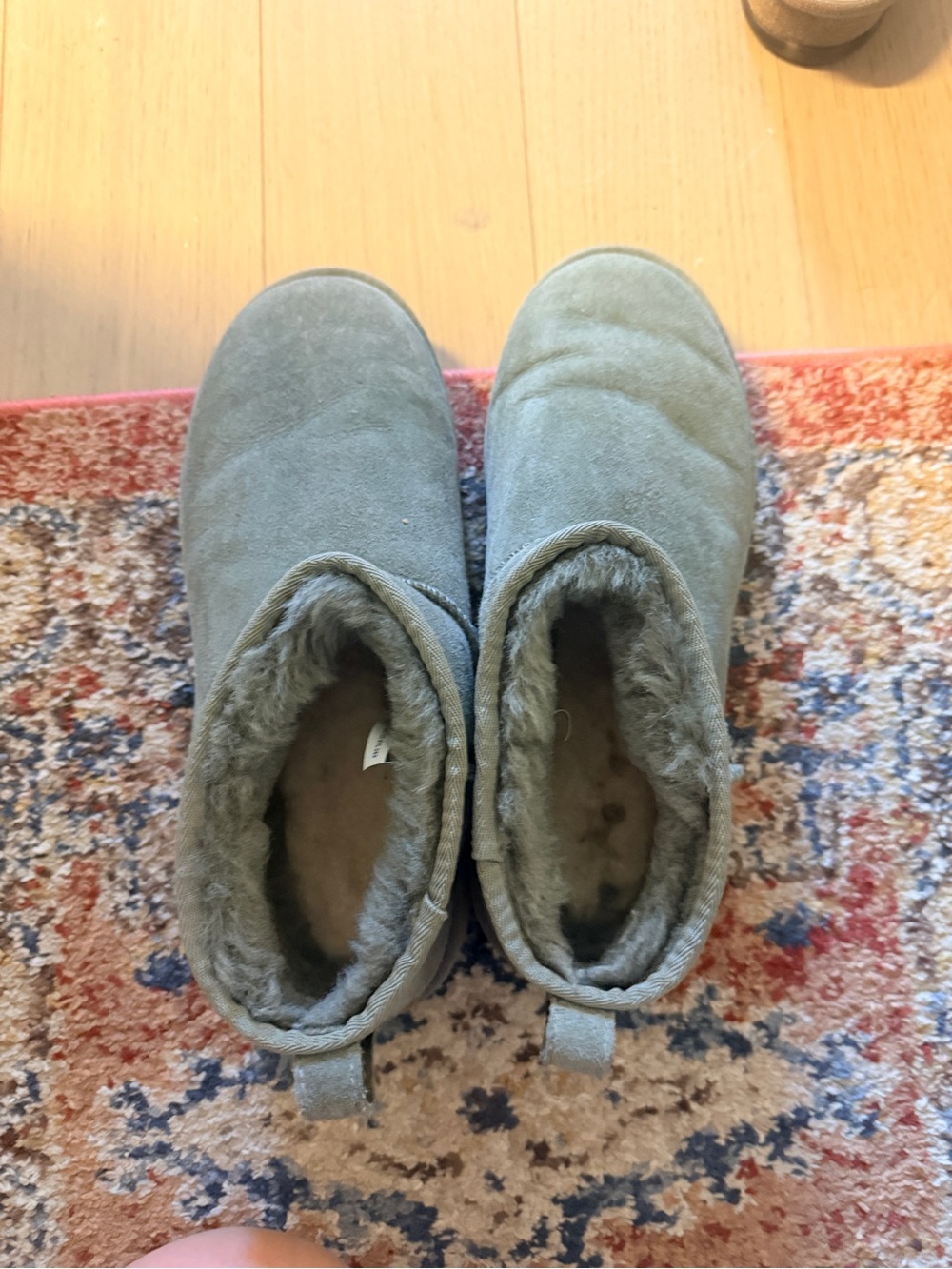 UGG Classic Ultra Mini Moss Green Suede Shearling Boots Size 10